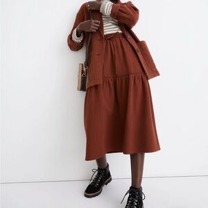 NWT Madewell Diamond Jacquard Drawstring Midi Skirt